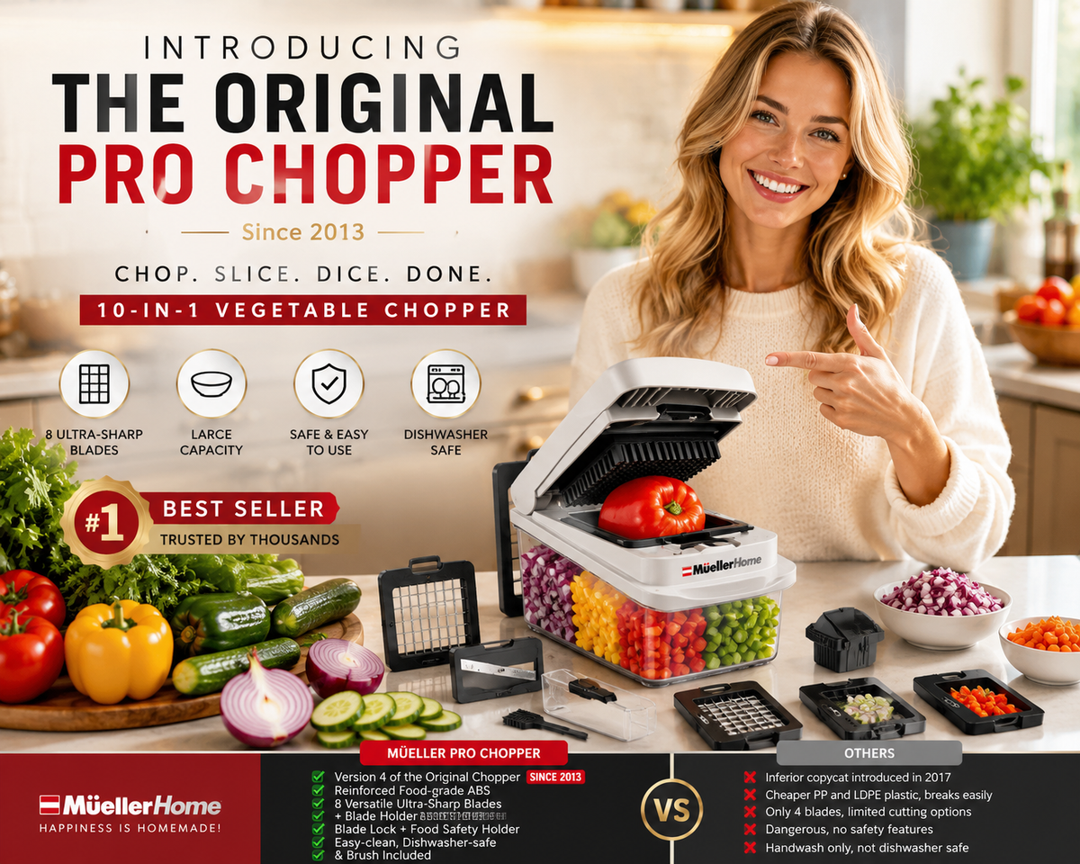 Mueller Pro Chopper — 8 Blade Vegetable Chopper & Mandoline Slicer